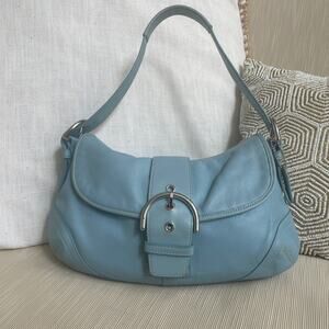 Coach Soho Buckle Flap Bag Baby Blue Leather | Rare Y2K Shoulder Bag Vintage